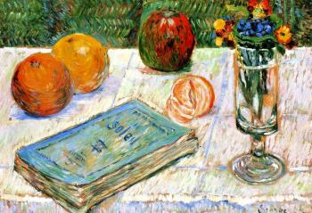 (image for) Handmade oil painting Copy paintings of famous artists Paul Signac's painting, Still LIfe with a Book